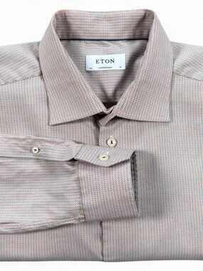 Eton Contemporary Mens Dress Shirt 46/18 Multicolor Cotton